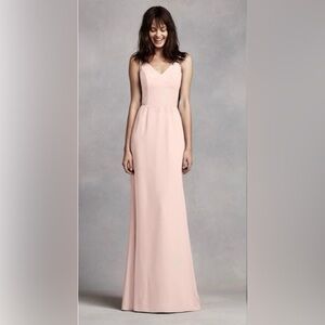 White by Vera Wang Blush Pink Vneck Crepe Bridesmaids Dress Size 12
